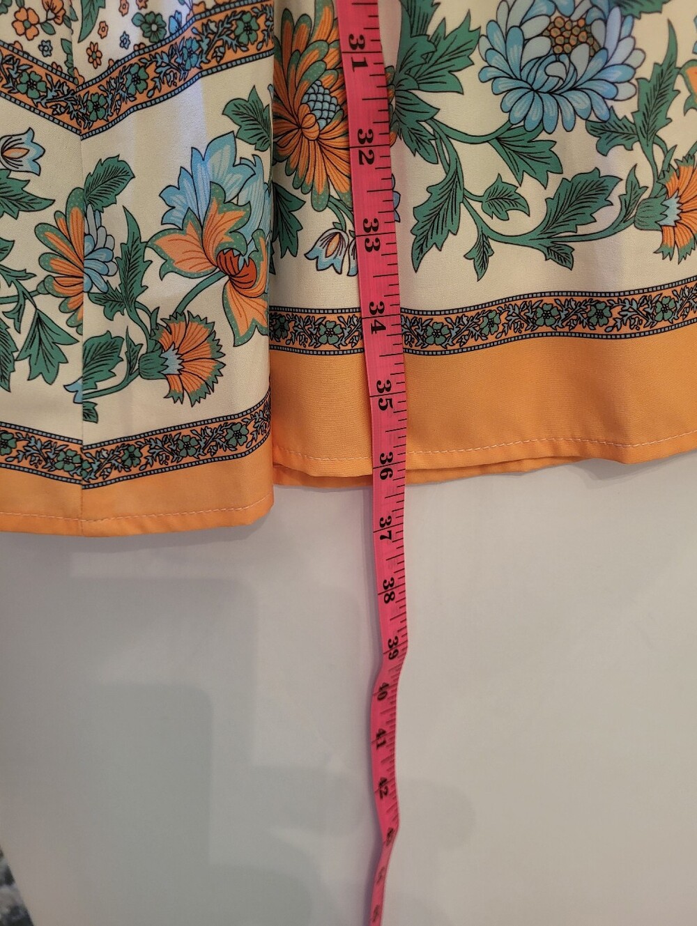 Shein Boho Mini Dress Floral Size 8 Medium Blue Orange - Picture 4 of 6